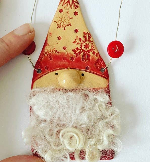Ceramic Christmas Gnome Santa Ornament with Free UK Delivery