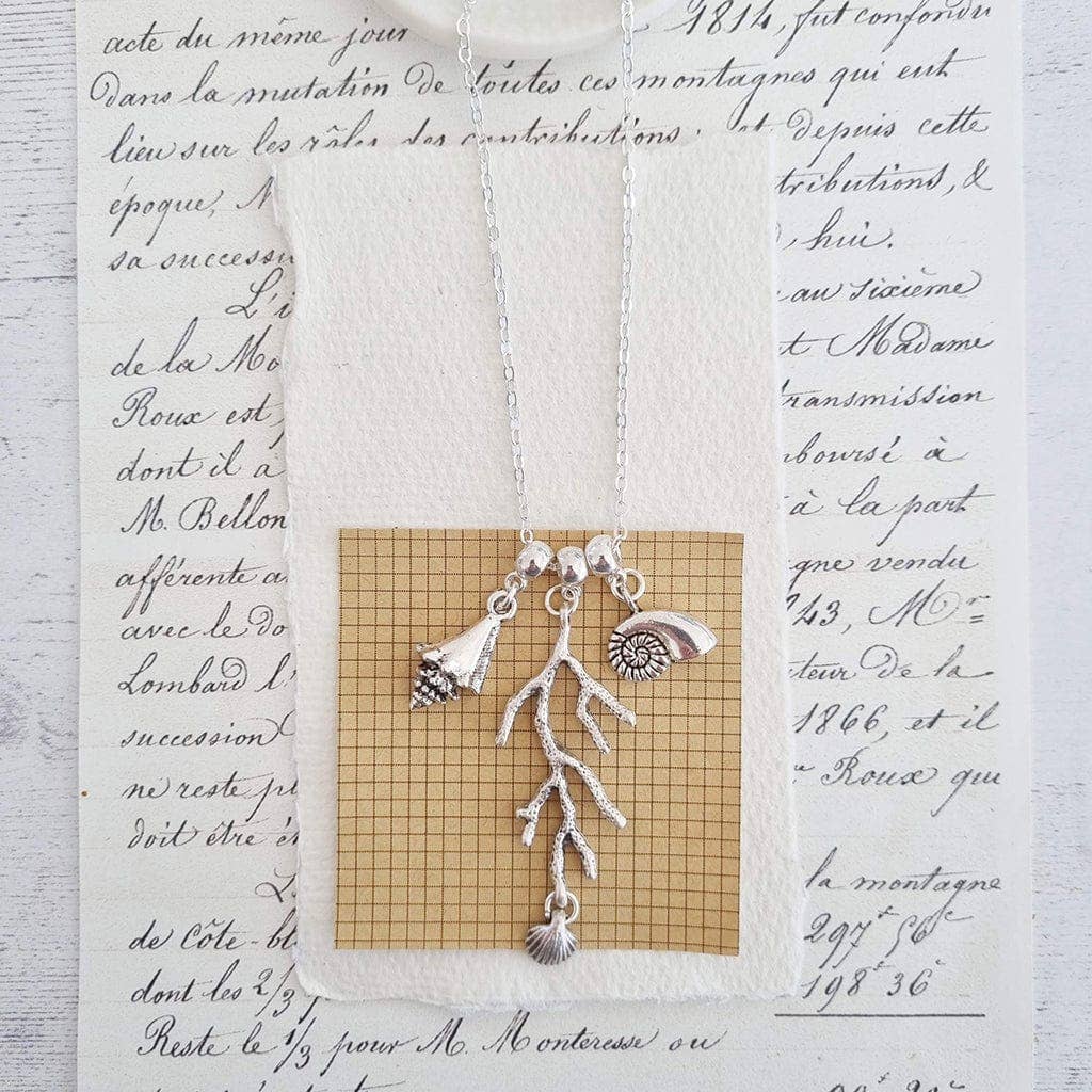 Coral and Shells Charm Necklace - 106