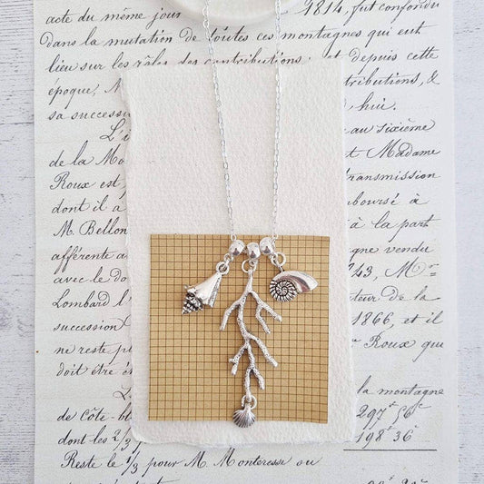 Coral and Shells Charm Necklace - 106