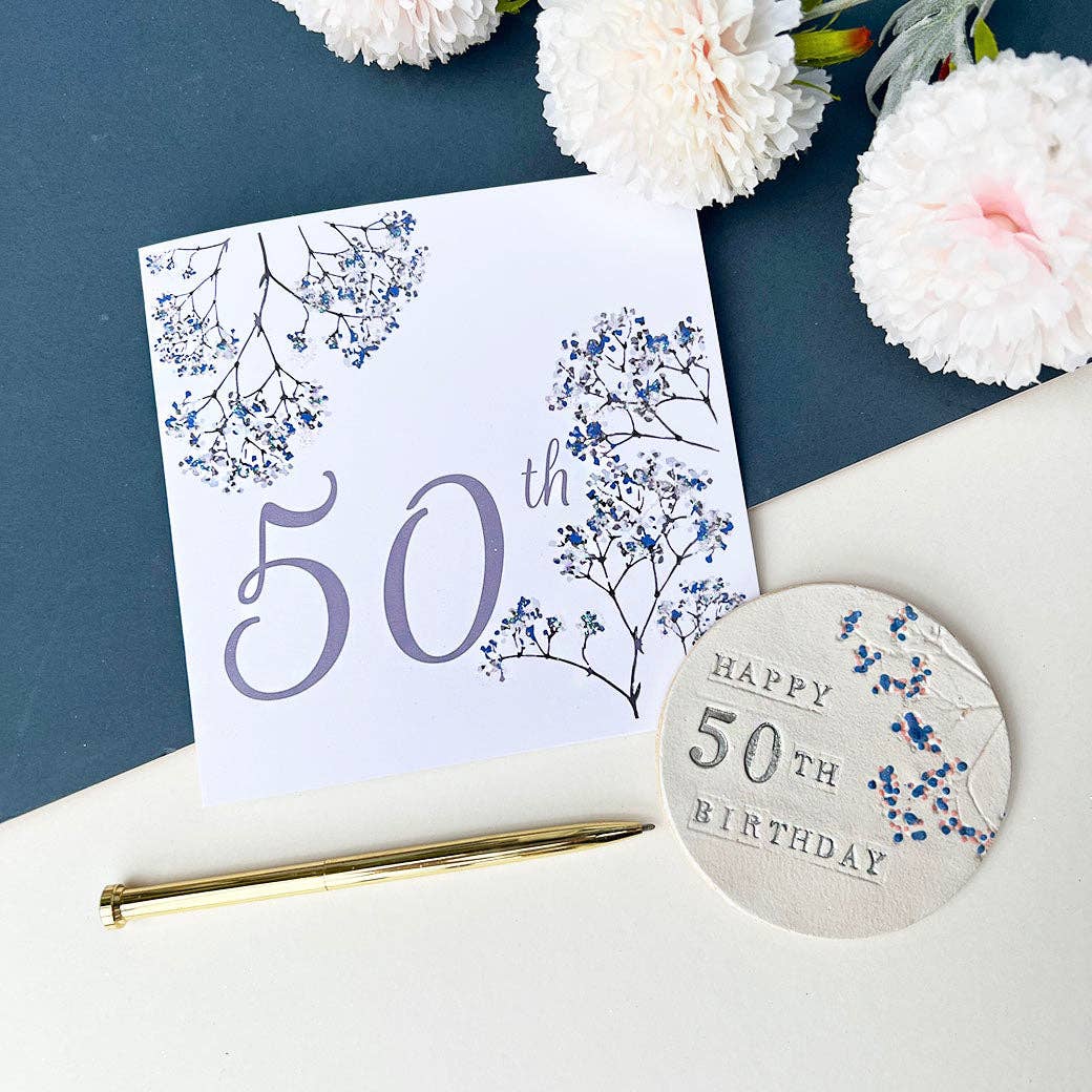 50th Birthday Floral Coaster