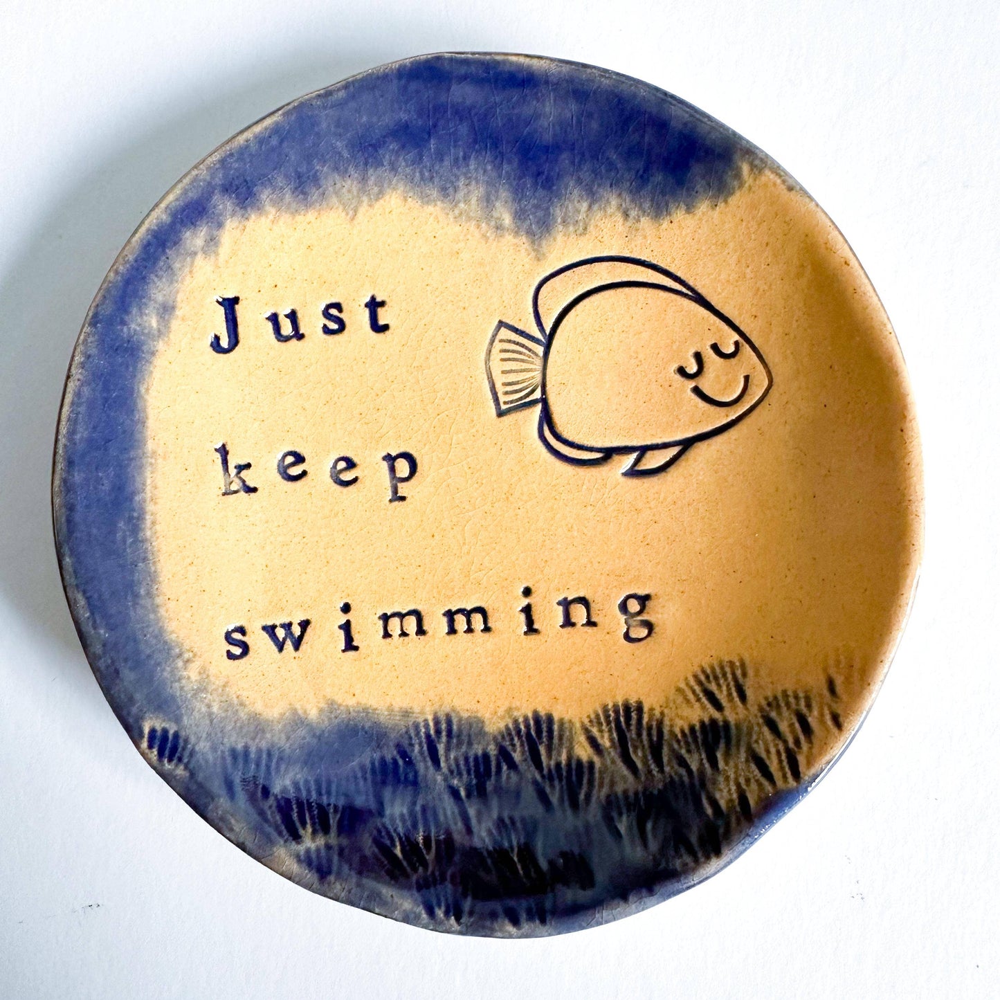 Just Keep Swimming - Ceramic Trinket Dish - Made in Wales