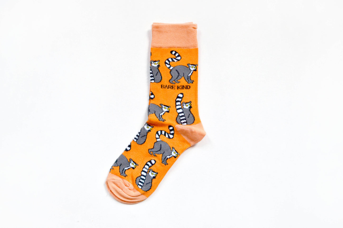 Lemur Socks | Bamboo Socks | Orange Socks | Funky Socks: UK Adult 4-7 / Single Pair / Lemurs