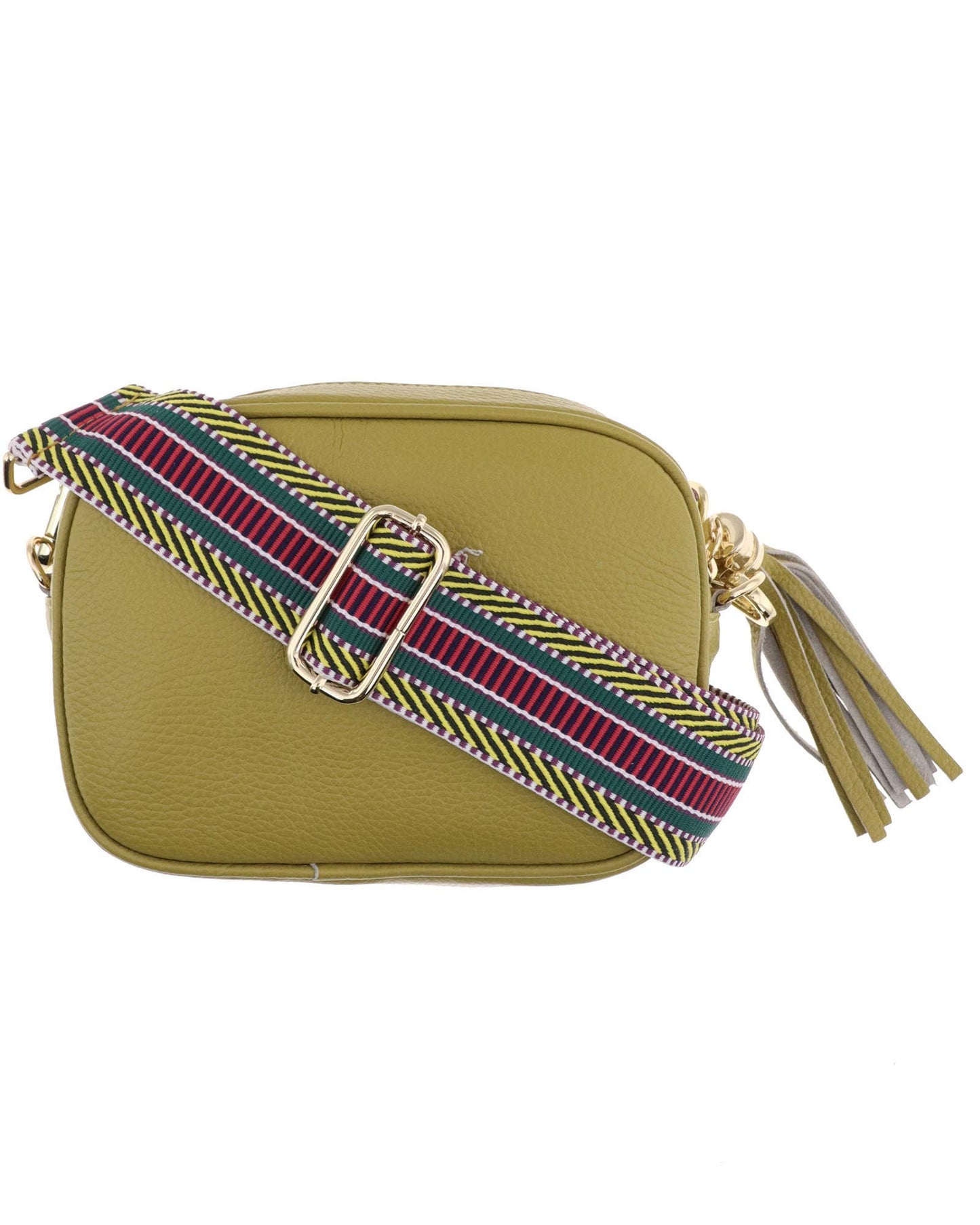 Cadenza Tassel Crossbody Leather Camera Bag: Mustard