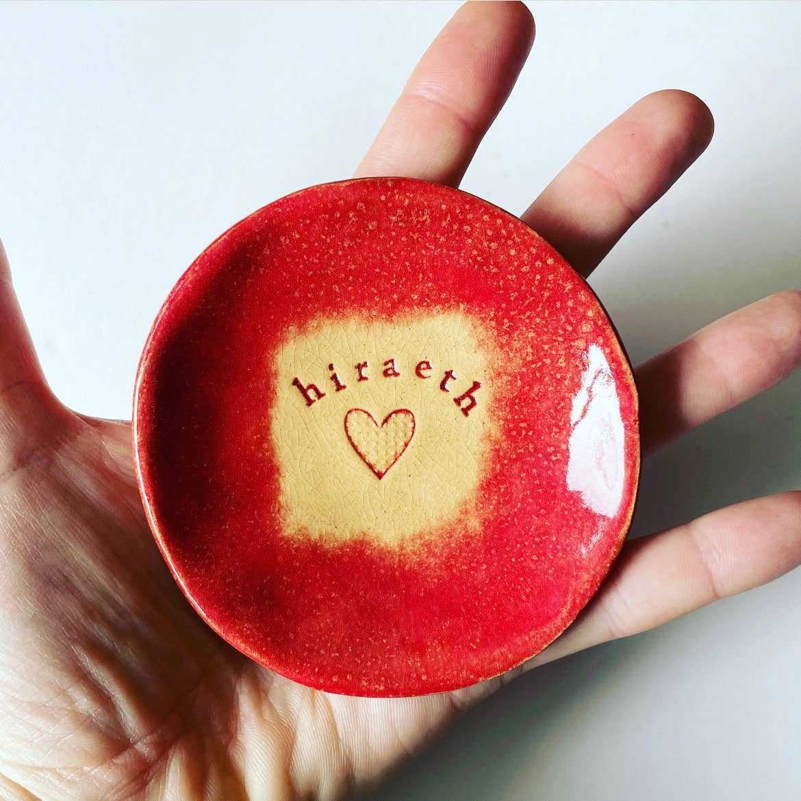 Hiraeth Ceramic Trinket Dish: Welsh Home Longing, Red Glaze