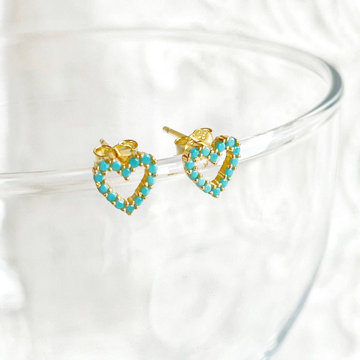 Ninaouity - Turquoise Heart Sterling Silver Stud Earrings