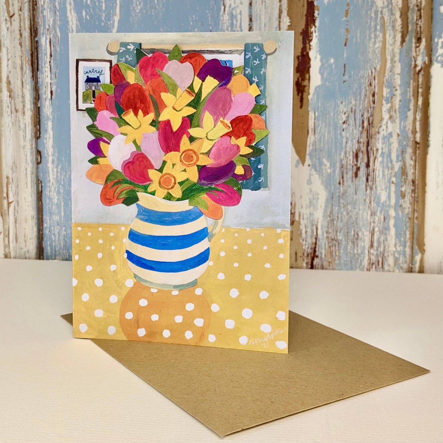 Driftwood Designs - Paper Flowers Bright Large Greetings Card