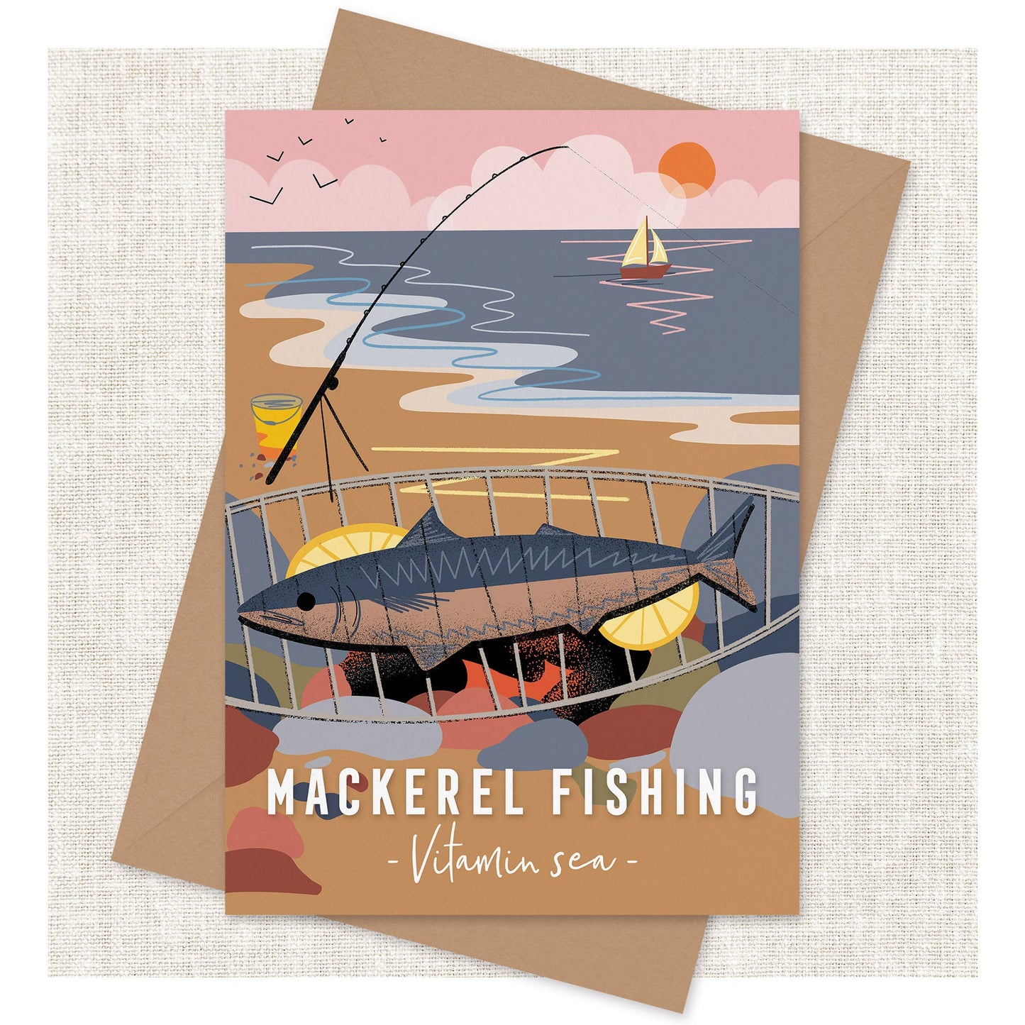 Onneke - Mackerel fishing coastal greeting card vitamin sea