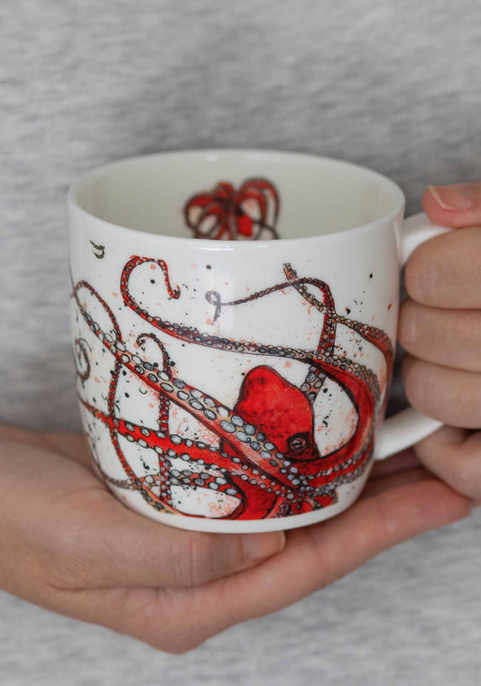 Dollyhotdogs - Red Octopus Bone China Mug