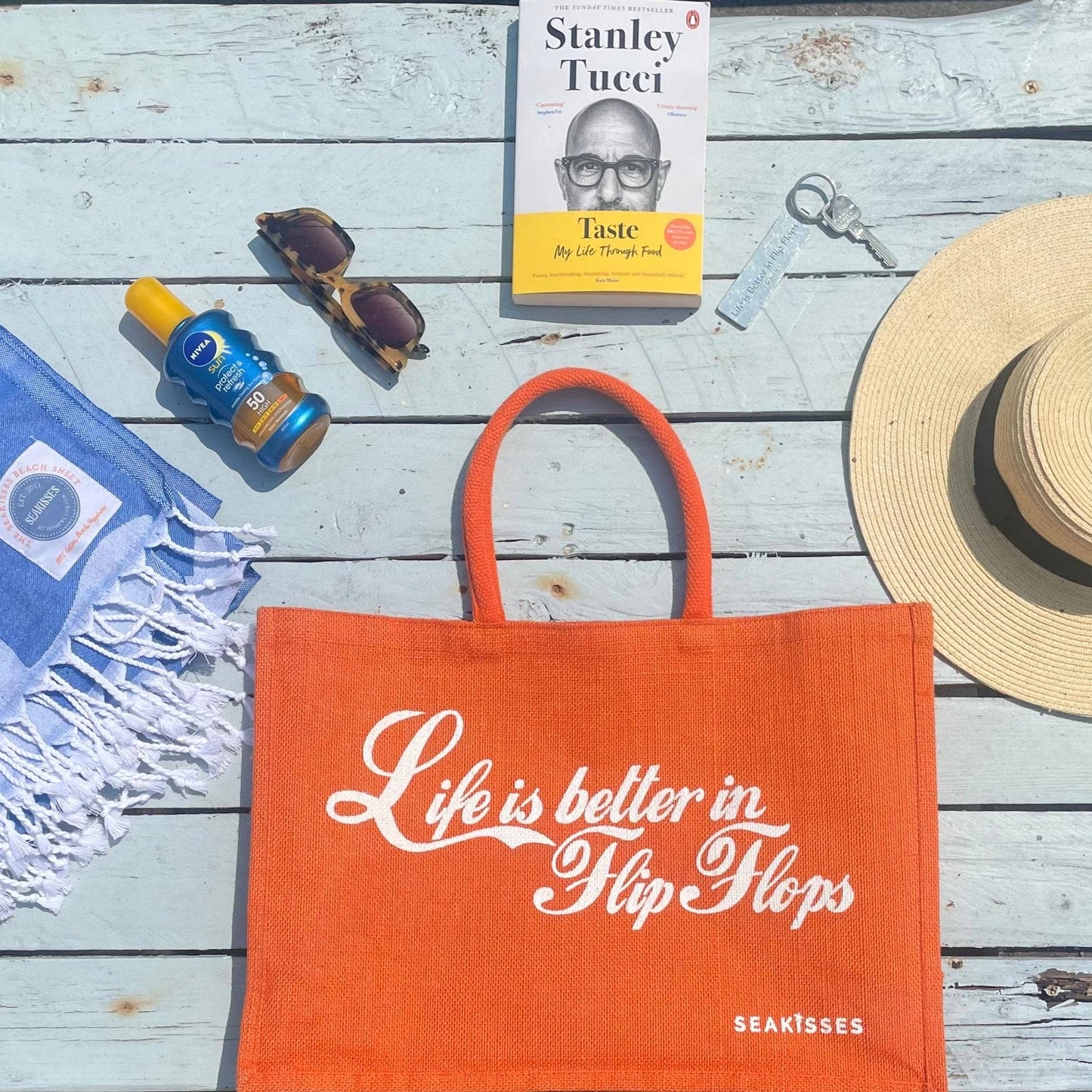 Life is Better in Flip Flops Cute Jute Bags in a Choice of Colours