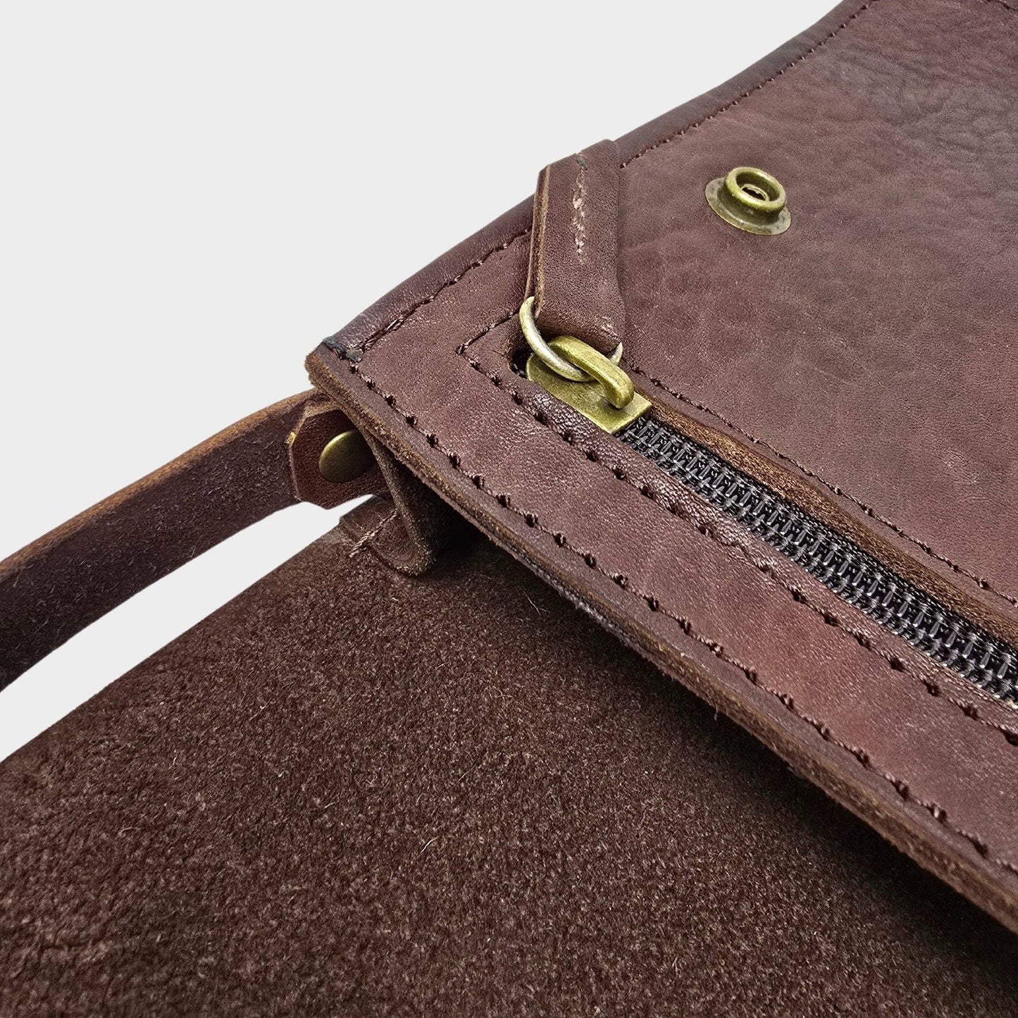 Small Leather Crossbody Bag with Pop Bag Closure Dark Brown