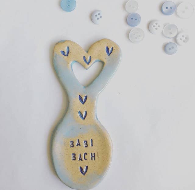 Handmade Ceramic Welsh Love Spoon - Babi Bach Gift