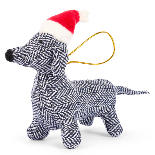 Best Years Ltd - Tweed Sausage Dog Christmas Decoration, Dachshund Decor