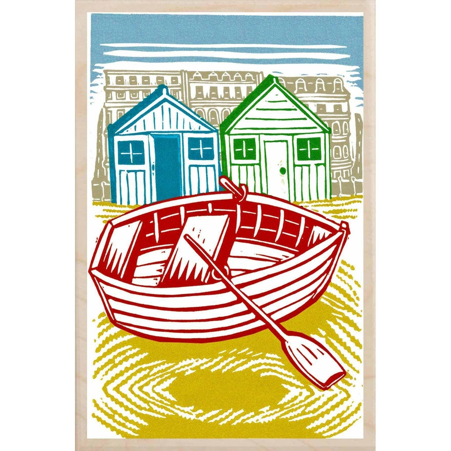 The Wooden Postcard Company BEACH HUTS Seaside sustainable wood magnet