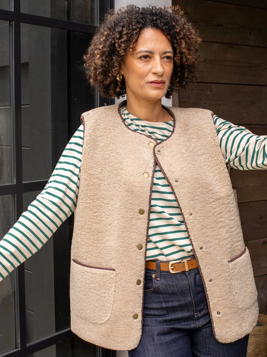 Chalk UK - Fleur stripe top - evergreen/cream