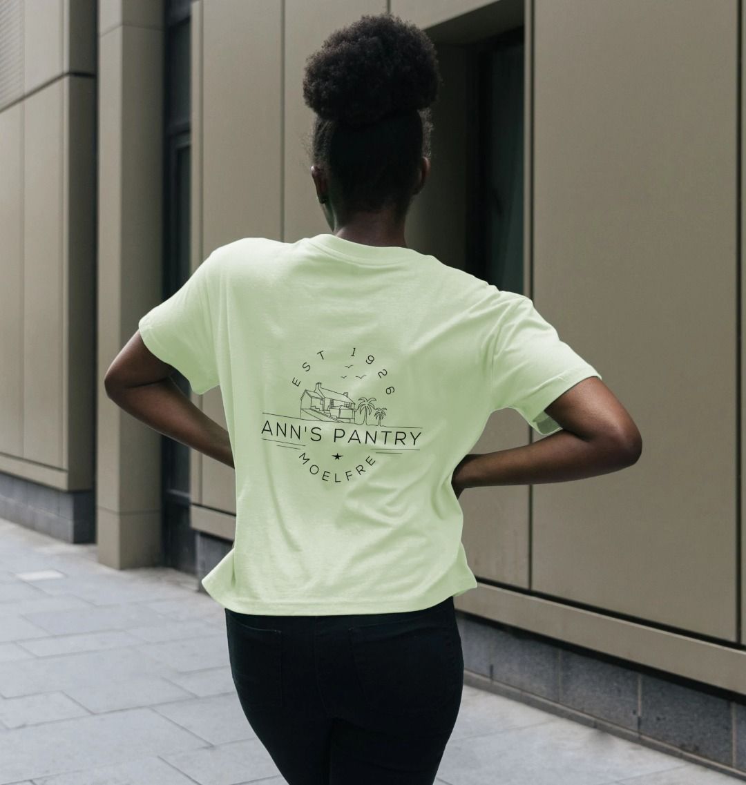 Ann's Pantry Ladies Boxy Tee Logo on back
