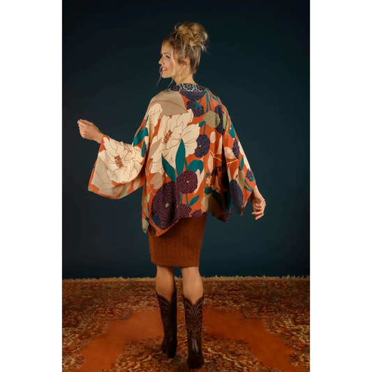 Powder Design Kimono Jacket Winter Floral - Terracotta