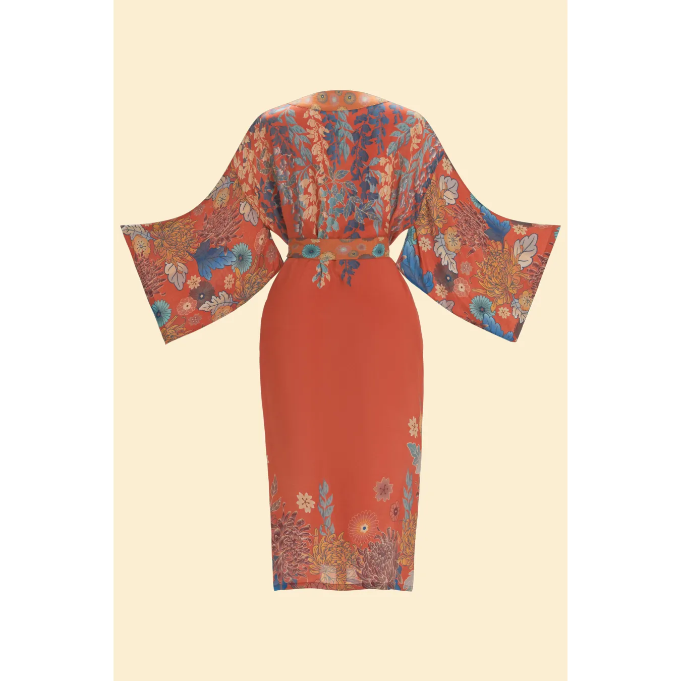 Powder Design Trailing Wisteria Kimono Gown - Terracotta