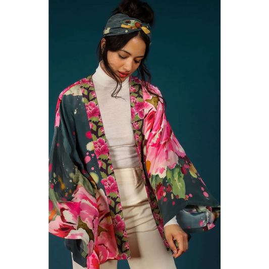 Powder Design Luxury Kimono Jacket Painted Peony