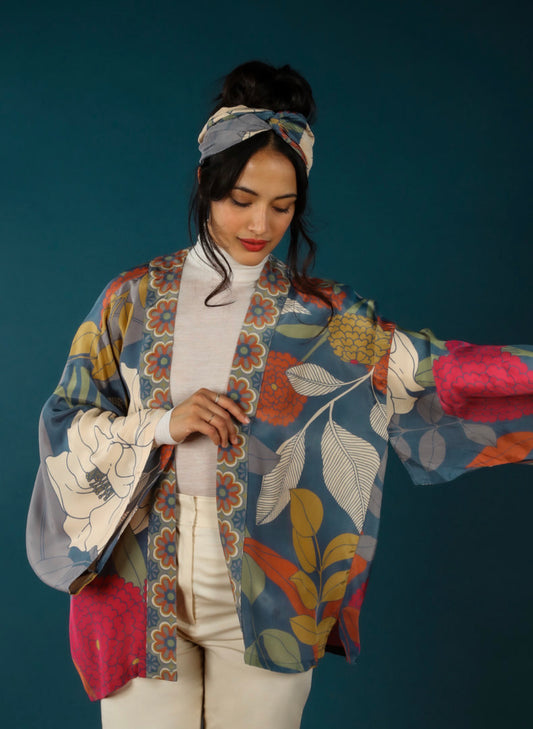 Powder Design Floral Kimono Jacket - Heather
