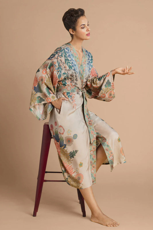 Powder Design Trailing Wisteria Coconut kimono gown