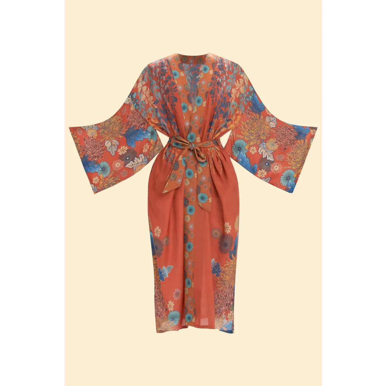 Powder Design Trailing Wisteria Kimono Gown - Terracotta