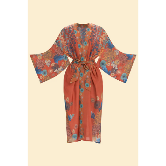 Powder Design Trailing Wisteria Kimono Gown - Terracotta