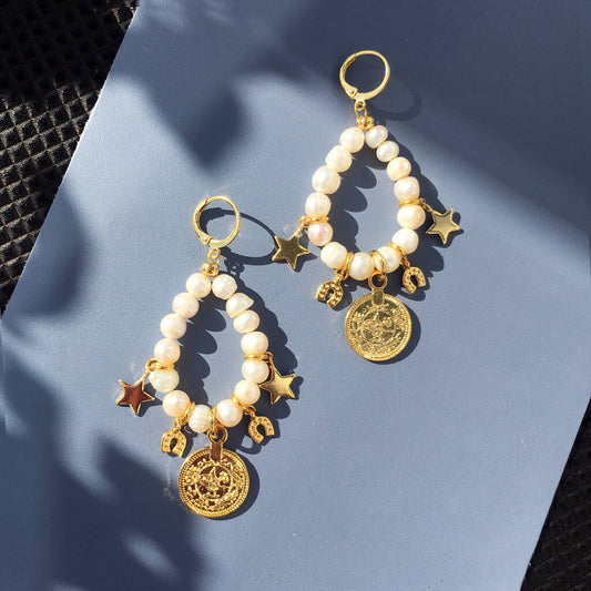 Freshwater Pearl Lucky Charm Earrings