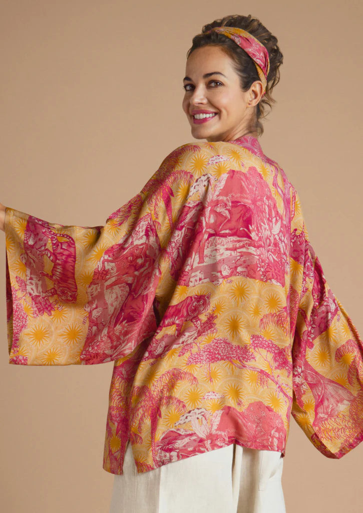 Powder Design Tropical Toile Kimono Jacket - Pineapple & Raspberry