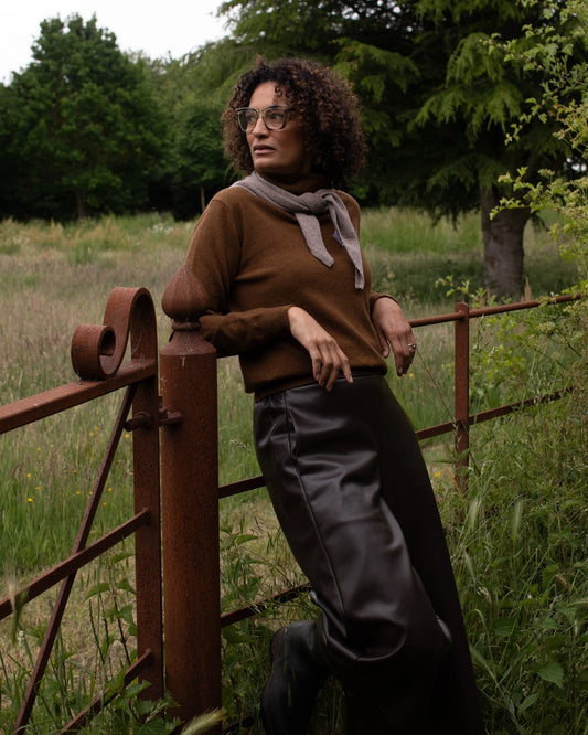 Chalk UK - Jane triangle scarf - dark biscuit