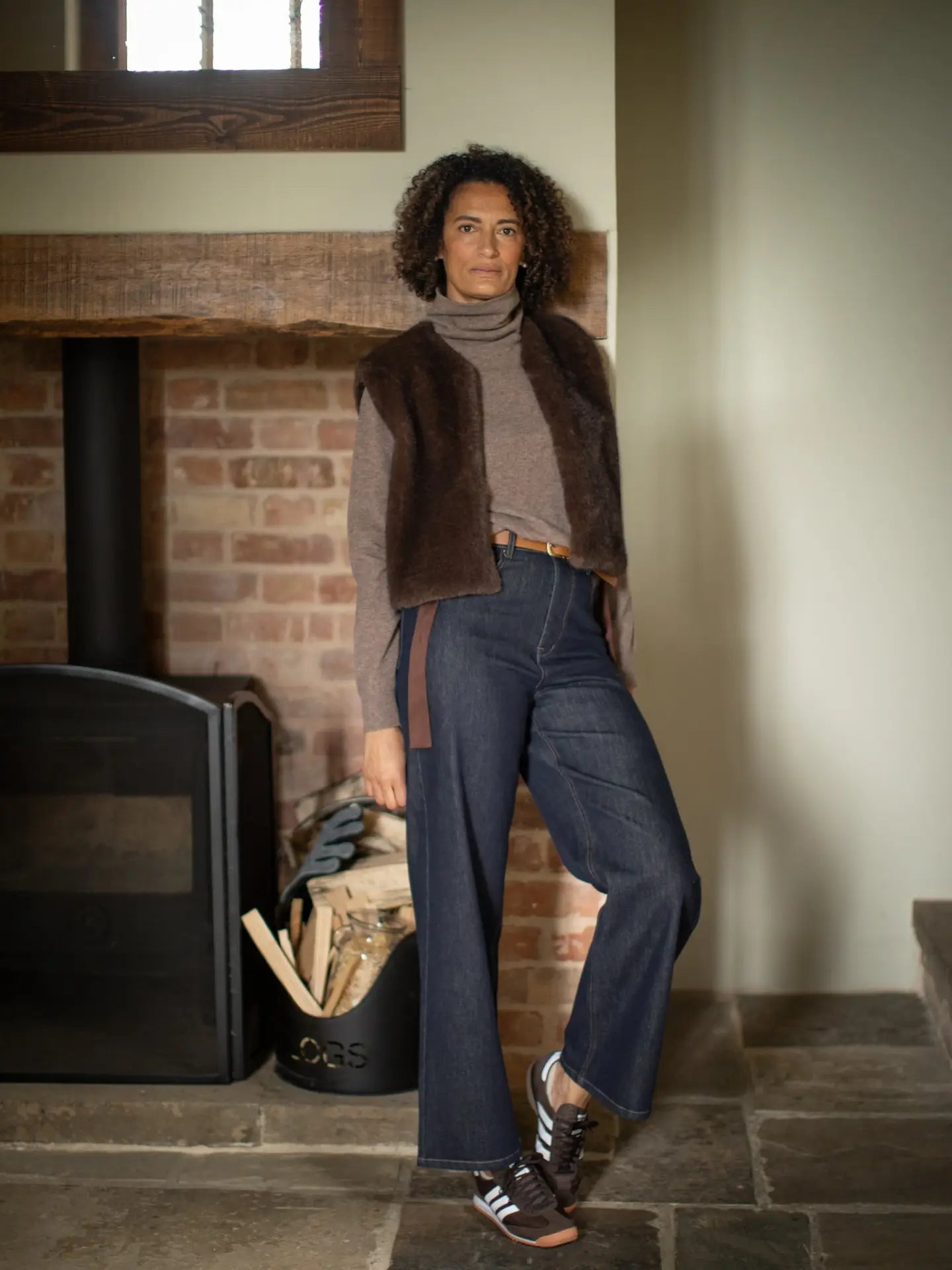 Chalk UK - Martha roll neck jumper - dark biscuit