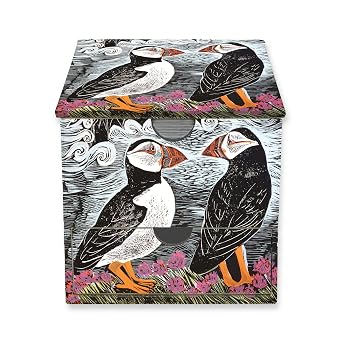 Angela Harding: Fair Isle Puffins Memo Box with Drawer (Flame Tree Memo Boxes)