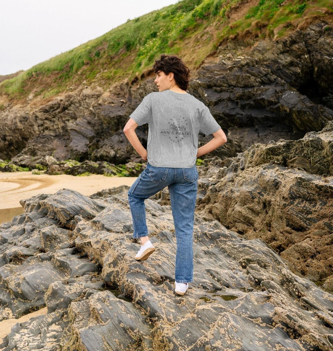 Ann's Pantry Ladies Boxy Tee Logo on back