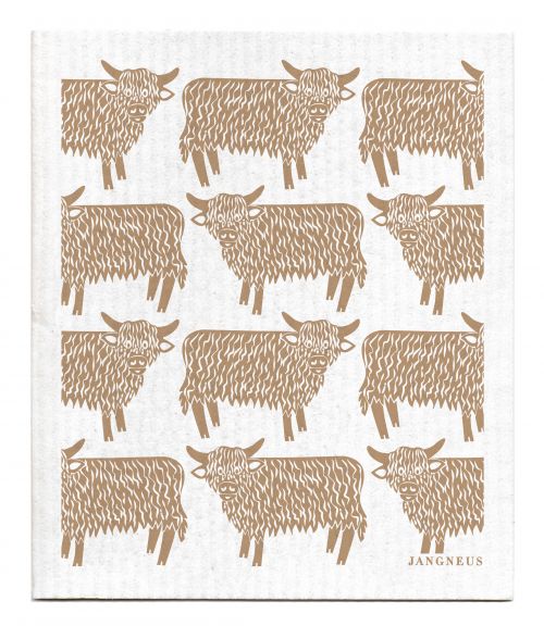 Sand Highland Cow Dishcloth