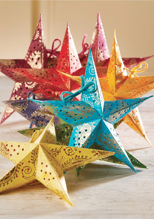 Namaste - Set of 8 rainbow batik mini stars STAR60