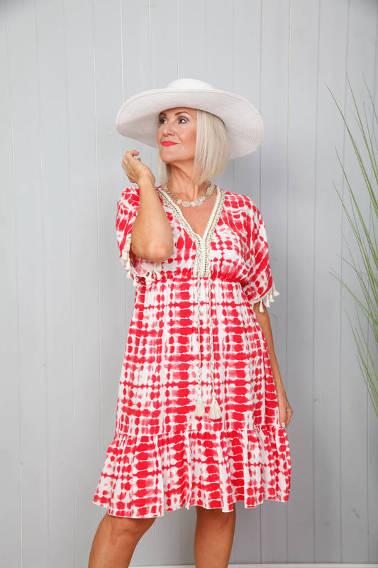 Strawberry Tie Dye Beach Dress