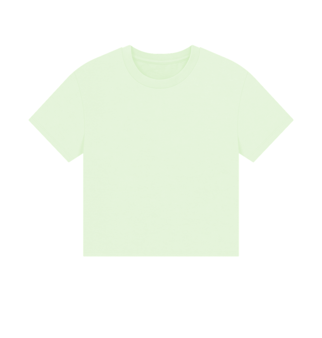Pastel Green Ann's Pantry Ladies Boxy Tee Logo on back