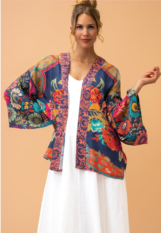 Powder Designs Vintage Floral Kimono jacket in Ink