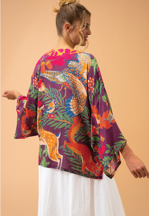 Powder Design Winter Wonderland Kimono Jacket in Damson Mix