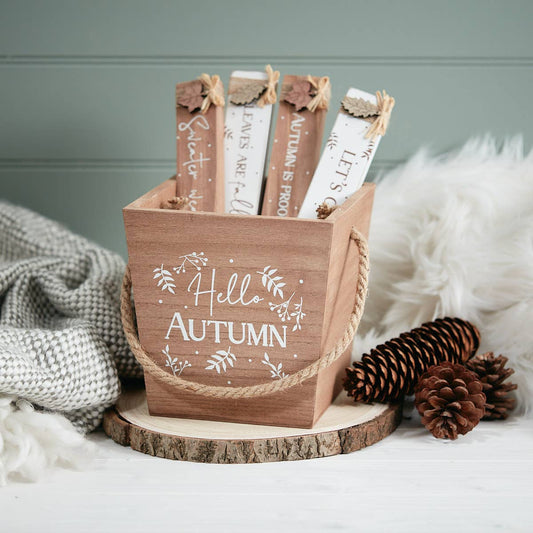 Autumn Leaf Long Wooden Block 4 Asstd 24/Bucket