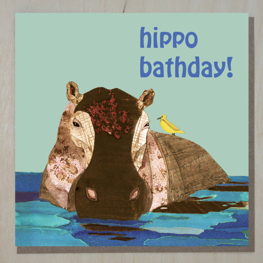 'Hippo Bath Day!' Birthday Card