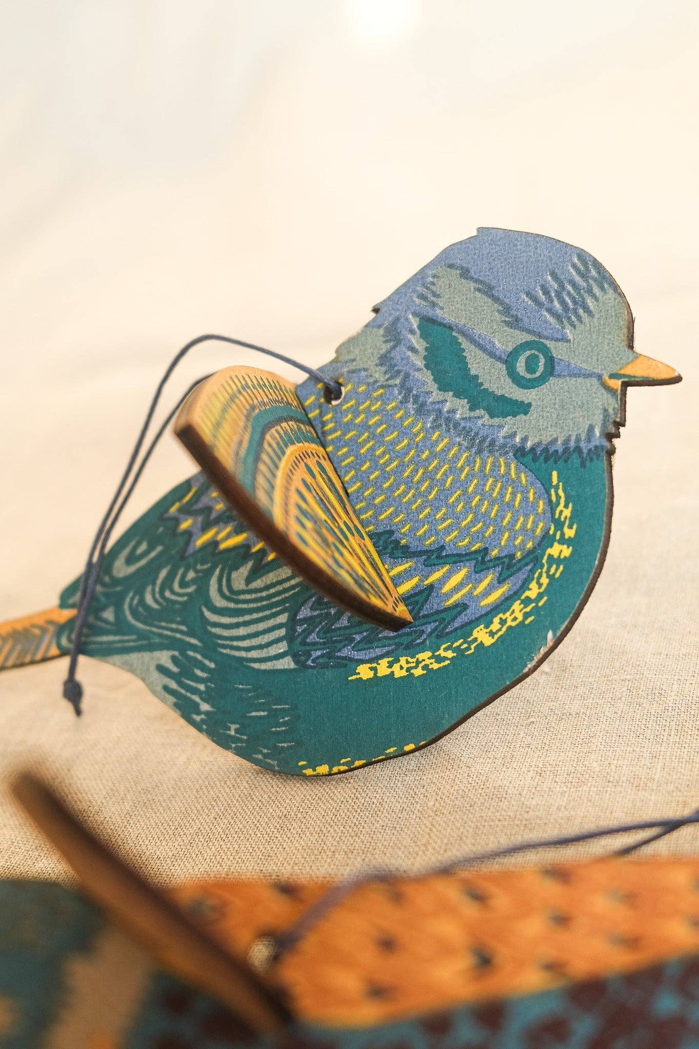 East End Press Blue Bird Wooden Ornament