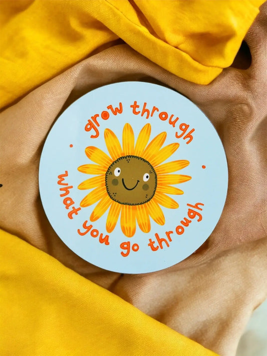 Round Sunflower Coaster -Self Care| Mental Health| Anxiety