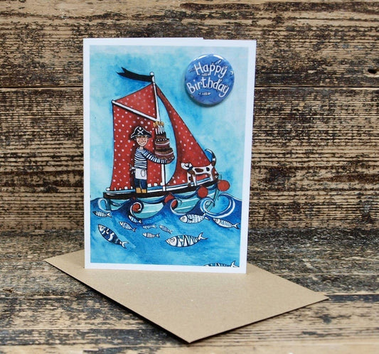 Birthday Sailor Large Greetings Card & Badge