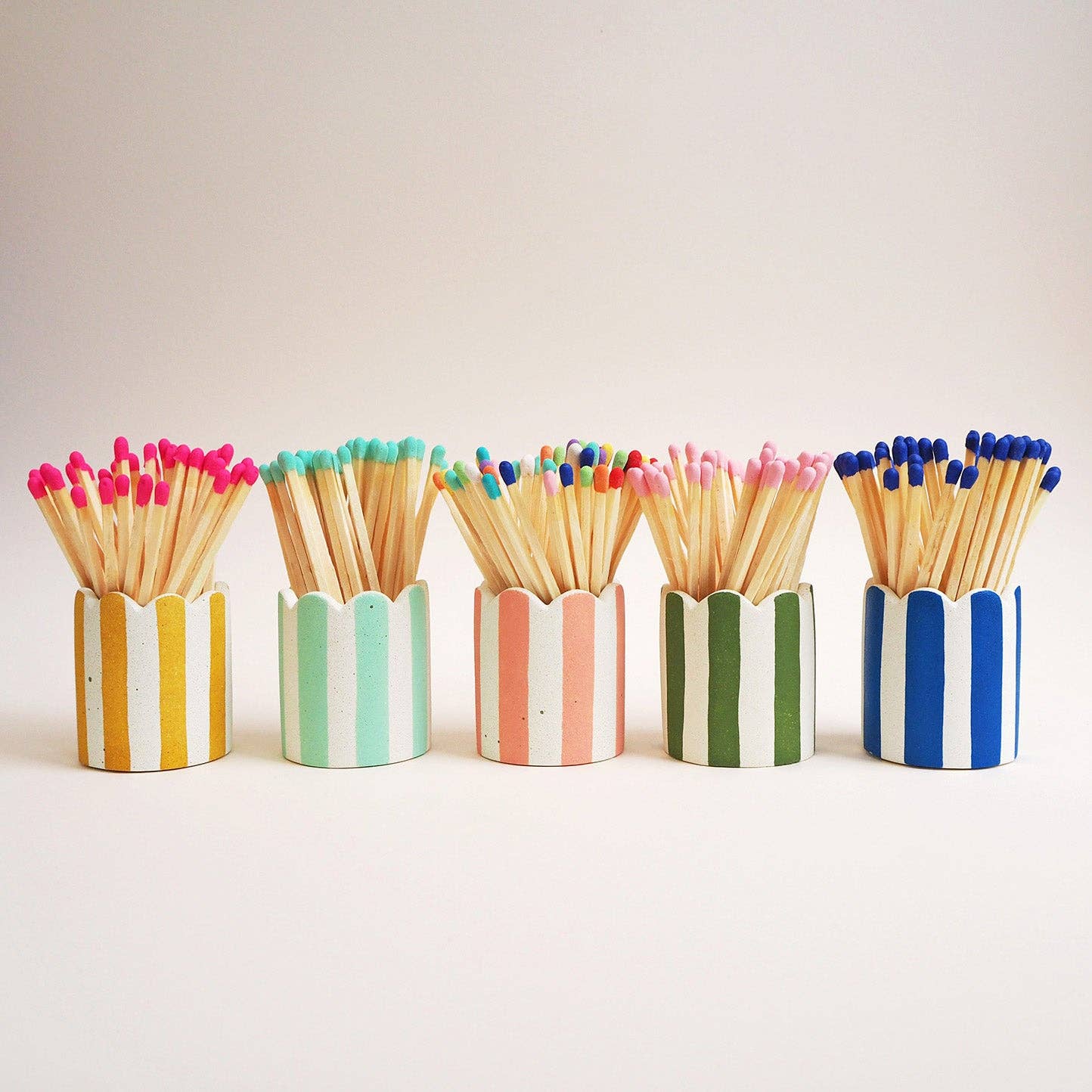 Hello Marilu Stripy Match Stick Holders