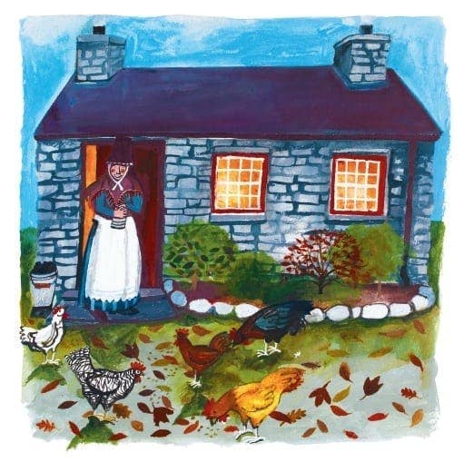 Working From Home Welsh Lady Square Greetings Card