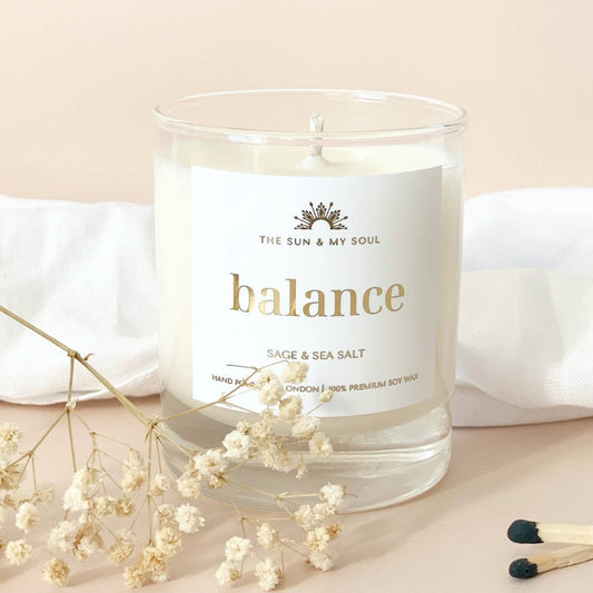 The Sun & My Soul Balance Sage Sea Salt Scented Soy Wax Candle in Gift Box