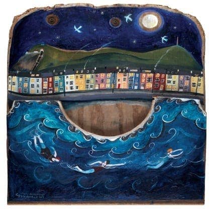 Night Swimming Square Greetings Card