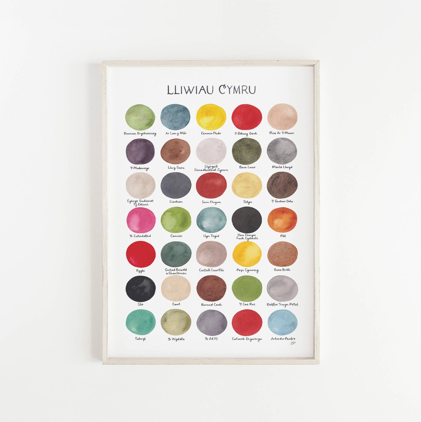 Welsh Colours Art Print - Lliwiau Cymru (Unframed): A3