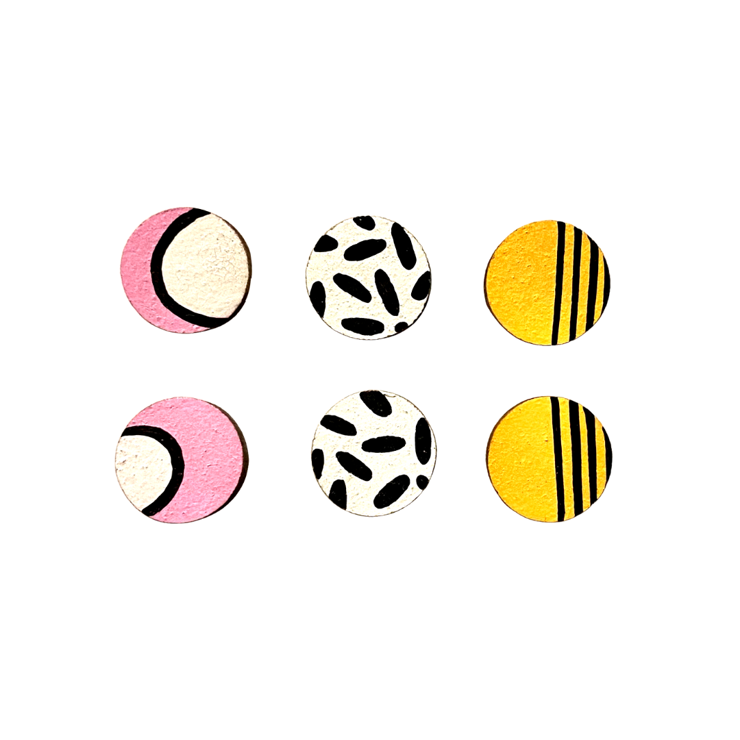 tropical mini studs - hand painted wooden earrings