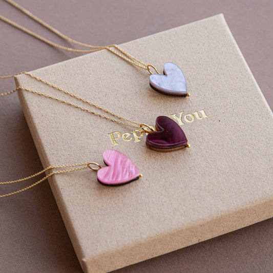 Pepper You Love Grows Gold Necklace: Merlot Red Marble